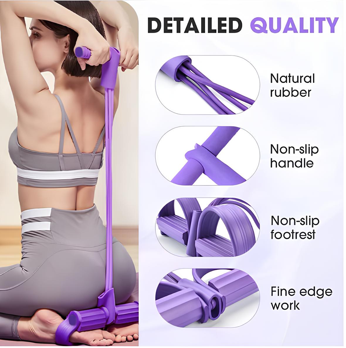 Yoga Pedal Puller Resistance Band – Full Body Home Workout Tummy Trimmer (4 Tube) | Arms, Legs, Abs & Stretching