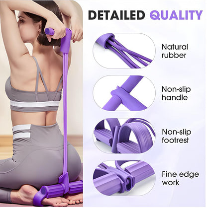 Yoga Pedal Puller Resistance Band – Full Body Home Workout Tummy Trimmer (4 Tube) | Arms, Legs, Abs & Stretching