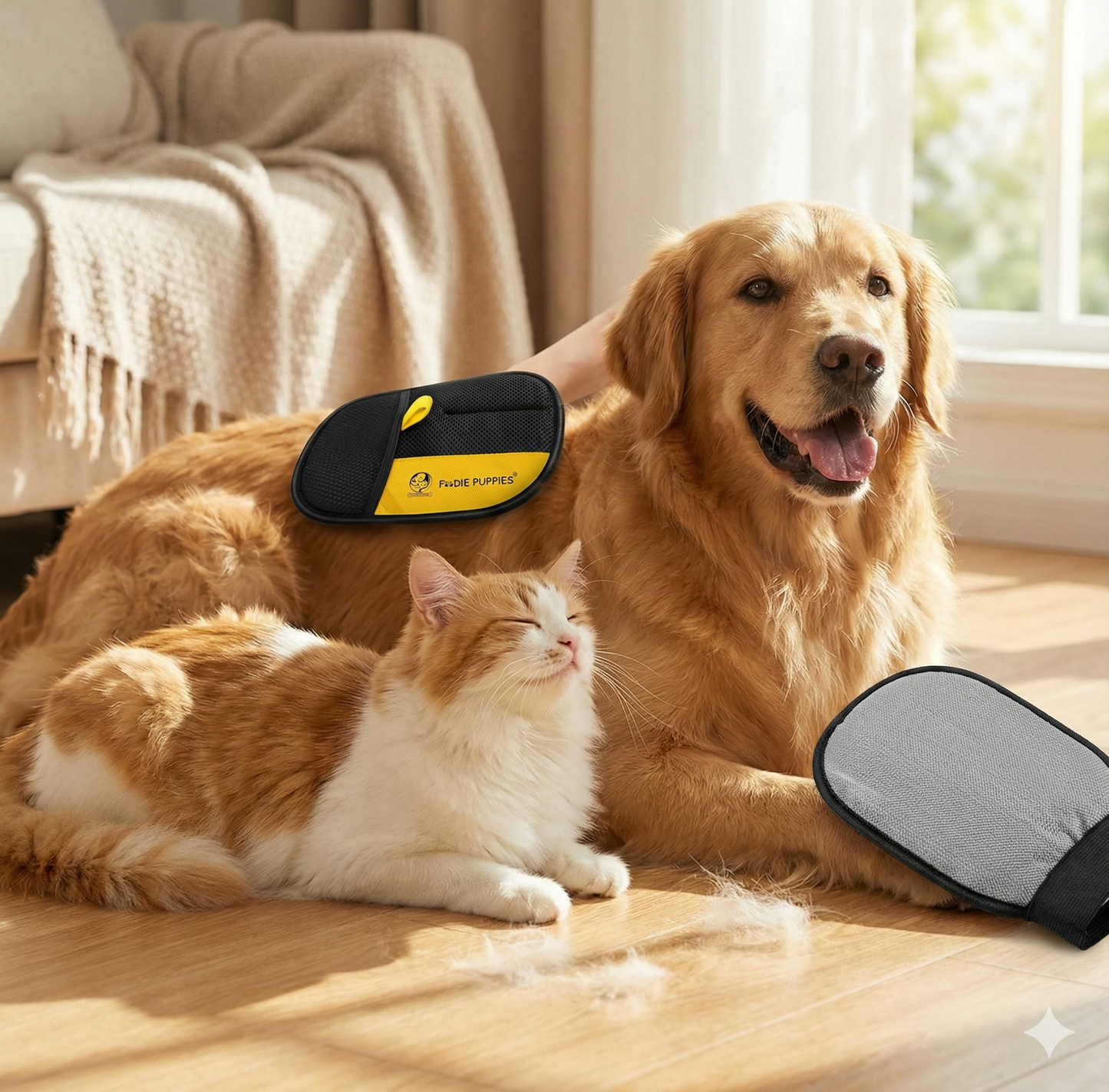 Pet Hair Removal Gloves  – Reusable Fur & Lint Remover Grooming Gloves for Dogs & Cats