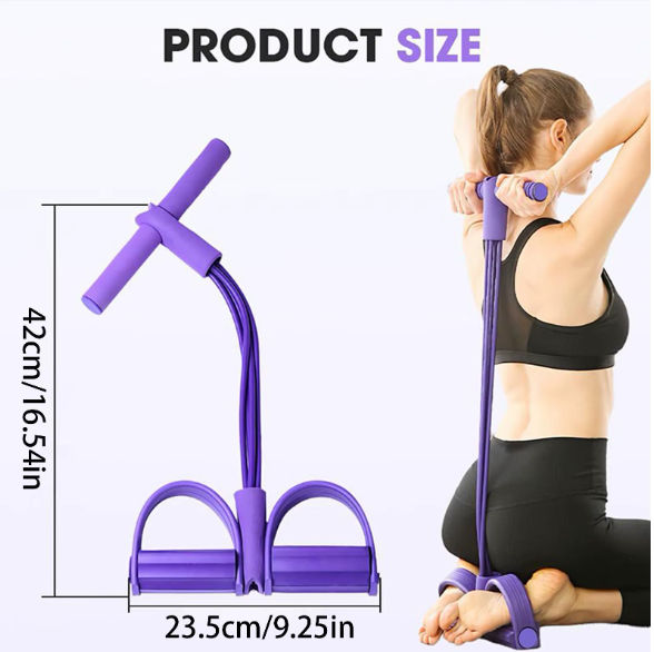 Yoga Pedal Puller Resistance Band – Full Body Home Workout Tummy Trimmer (4 Tube) | Arms, Legs, Abs & Stretching