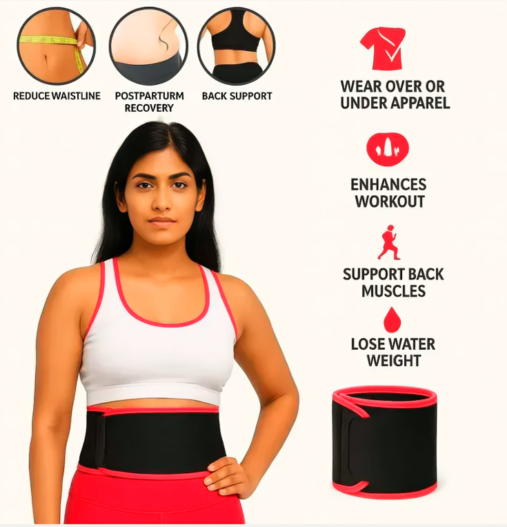 Sweet Sweat™ Waist Trimmer Belt – Sweat Slim Belly Fat Burner & Back Support | For Indian Fitness Lovers