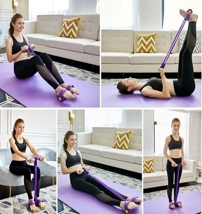 Yoga Pedal Puller Resistance Band – Full Body Home Workout Tummy Trimmer (4 Tube) | Arms, Legs, Abs & Stretching